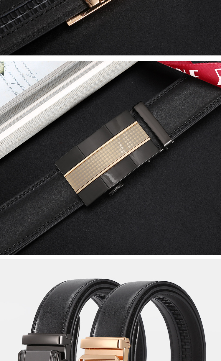 New Cowhide Men's Automatic Belt, Casual and Versatile Waist Belt for Middle-aged and Young People, Alloy Buckle for Casual Use_voghion.com
