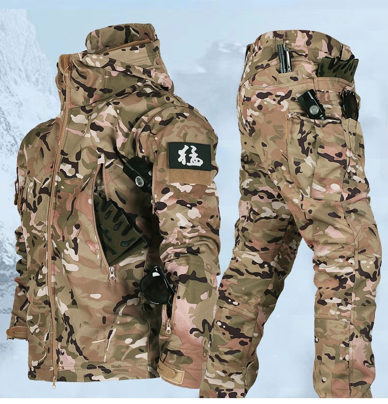 Chaqueta de invierno para hombre Shark Skin Soft Shell con forro polar, cálida, impermeable, cortavientos, para montañismo, esquí y ciclismo._voghion.com