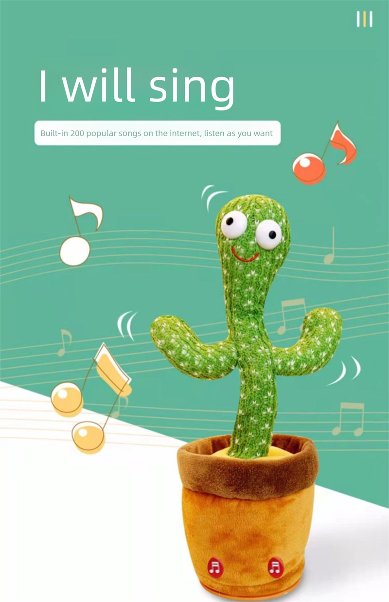 Sprechender, tanzender, verdrehender, singender, wackelnder Kaktus-Plüschtier, Geburtstagsgeschenk für Mädchen_voghion.com