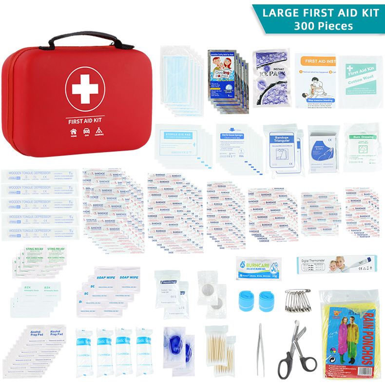 Lauko stovyklavimo karšto pardavimo pirmosios pagalbos 34 tipų 300 dalių rinkinys lauko EVA išgyvenimo krepšys lauko automobiliui PU vandeniui atsparus skubios pagalbos krepšys_voghion.com