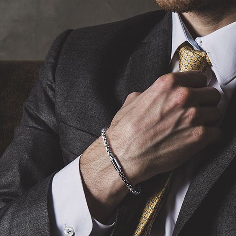 Bracciale da uomo in argento puro, alla moda, leggero, di lusso, di nicchia, di fascia alta, semplice, versatile, per uomo._voghion.com