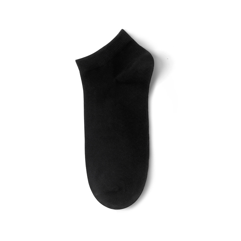 2025e Solid Color Sweat-Absorbent Deodorant Short Breathable Summer Boat Socks Men's Graphene Business Mid-Calf Cotton_voghion.com