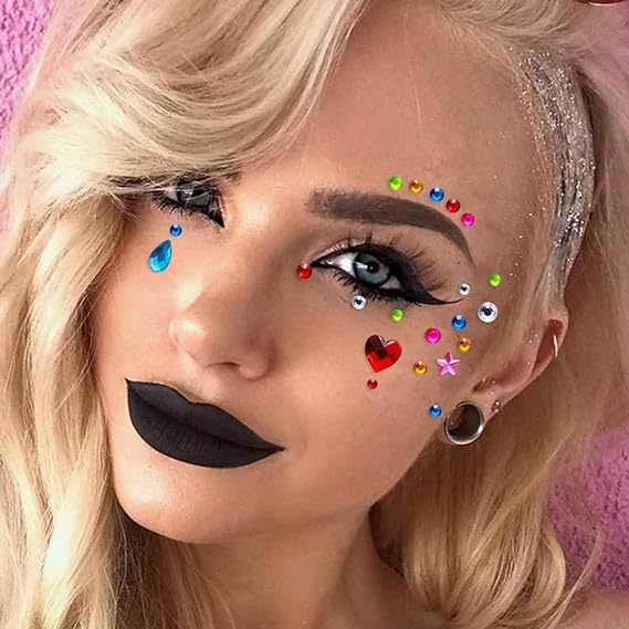 Halloween Edm Electronic Music Festival Face Stickers Eyebrow Stickers Diamond Resin Diamond Carnival Diamond Stickers Masquerade Face Decoration_voghion.com