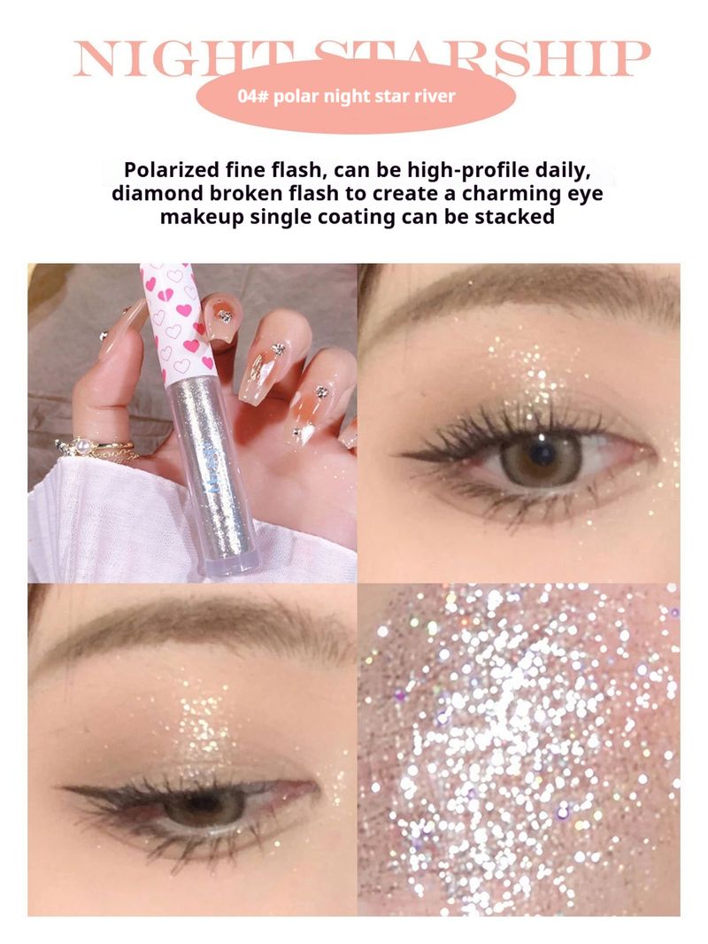 Pearl Sequins Brightening Waterproof Glitter Silkworm Single Color Eyeshadow Liquid Highlight Makeup Ladies_voghion.com