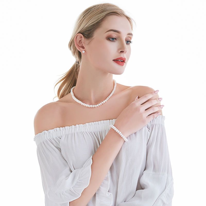 Collier de perles d'eau douce naturelles blanches tendance pour femmes, perles de 8 à 9 mm, longueur de 40 cm/45 cm/50 cm, bijoux tendance_voghion.com