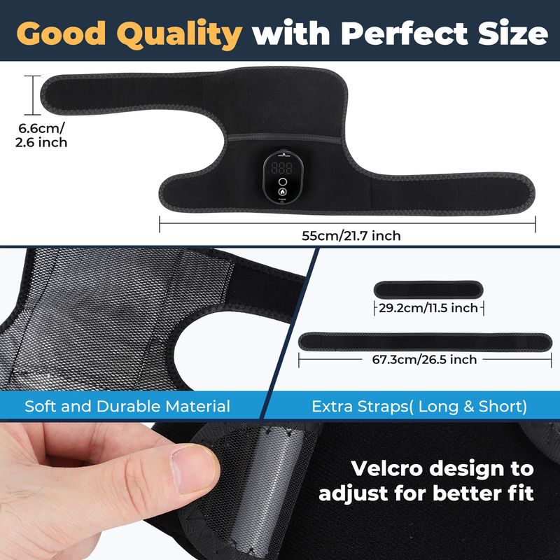 Masajeador térmico 3 en 1 para hombros, rodillas y codos, soporte de masaje con calefacción, almohadilla vibratoria recargable, para artritis y músculos._voghion.com