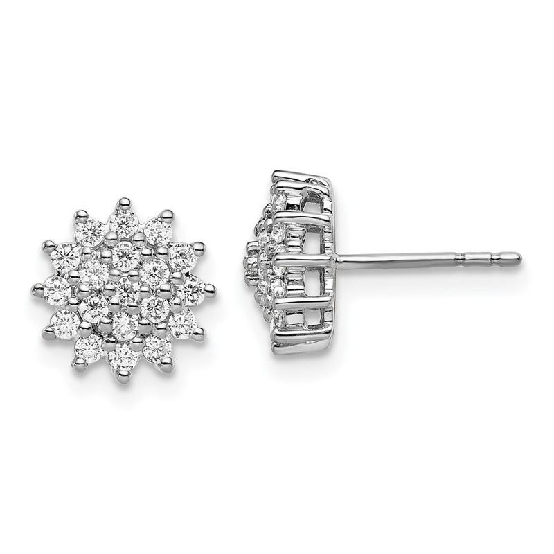 14k White Gold 1/2 Carat Lab Grown Diamond VS/SI+ G+ Complete Cluster Post Earrings_voghion.com