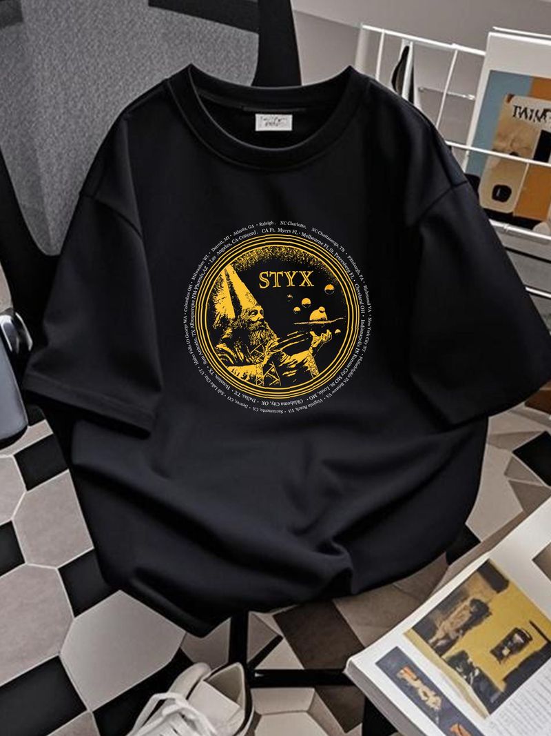 T-shirt noir vintage STYX Official Merch Concert Rock Band Taille 2XL XXL Graphique Polyvalent Haut confortable pour un usage quotidien Légèrement_voghion.com