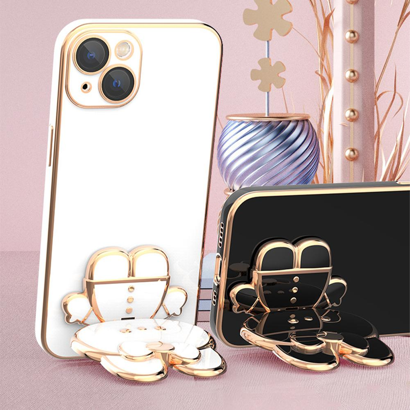 Mielas 3D triušis paslėptas mobiliųjų telefonų stovas Sulankstomas kūrybingas 3D pirštų stovas veidrodinis mobiliojo telefono stovas Mobiliųjų telefonų priedai_voghion.com