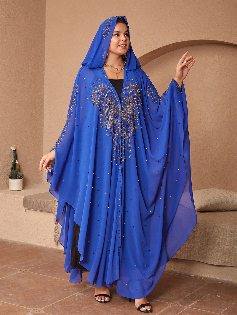 Roupas femininas estilo muçulmano quente diamante miçangas alta densidade chiffon solto capa xale_voghion.com
