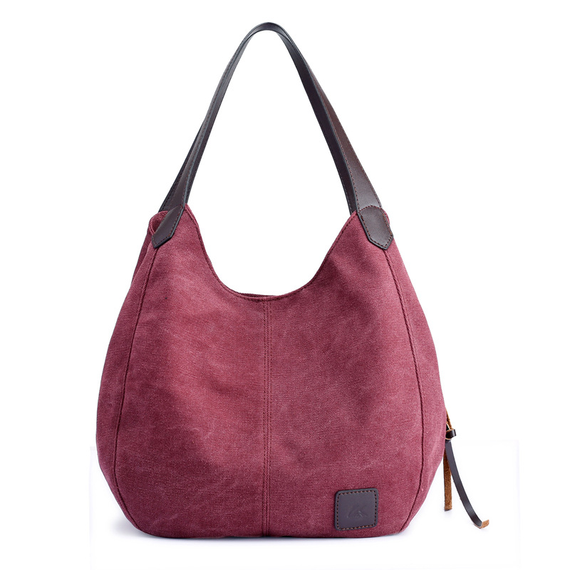 Nova bolsa de lona feminina moda com literatura simples bolsa de ombro único multi-camada lazer grande saco_voghion.com