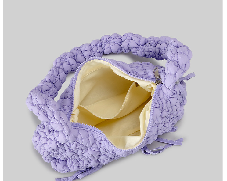 Luggage & Bags Winter Bowknot Ruffled Bubble Cloud Bag Quilted Drawstring Shoulder Messenger Bag Women's Padded Puff Handbag_voghion.com