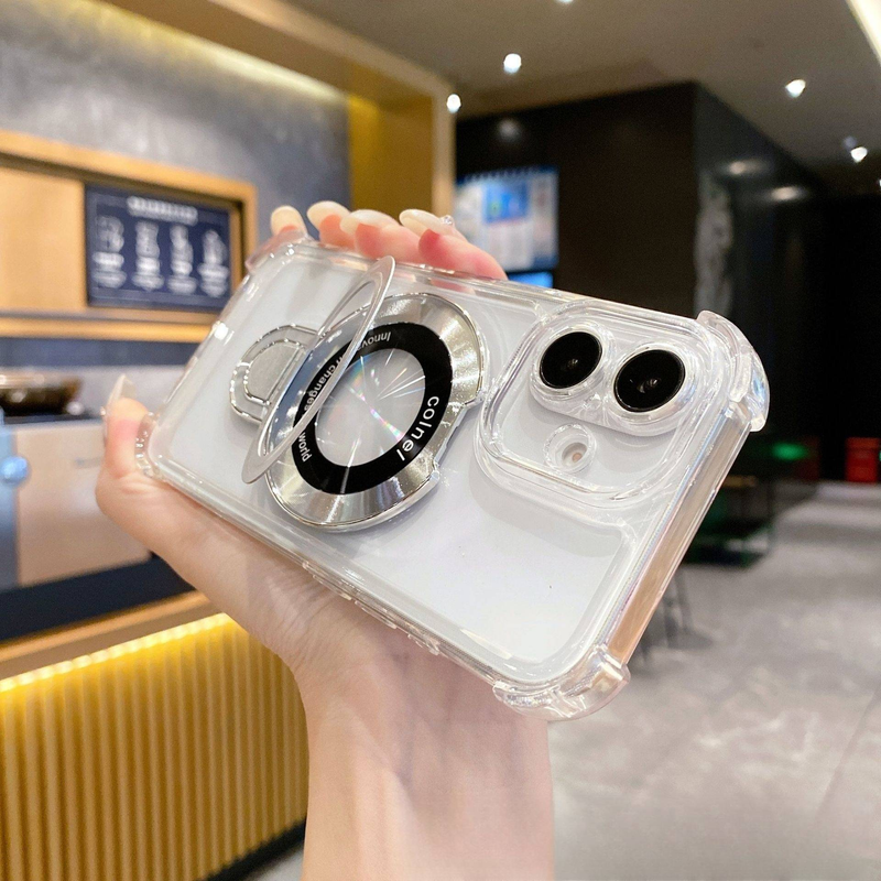 Shockproof Magnetic Phone Case For IPhone 16/15 Pro Max - 4 Corner Airbag Protection With Built-in Kickstand & Compatibility_voghion.com