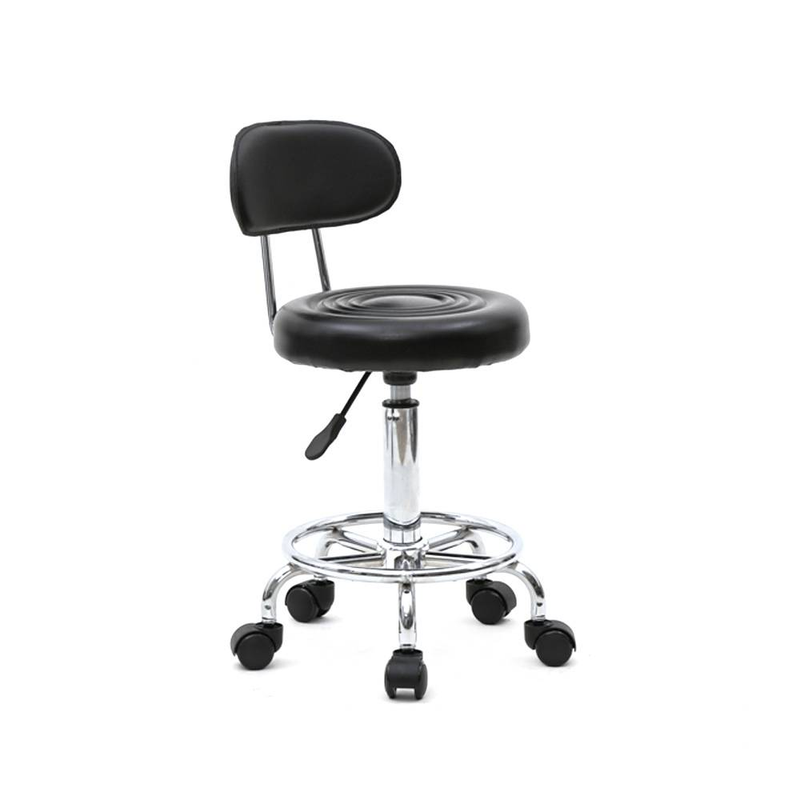 Verstellbarer Salonhocker in runder Form mit Rückenlehne und Linie in Schwarz_voghion.com