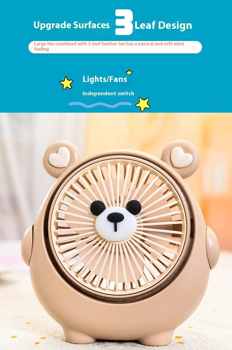 Mini ventilatore a forma di cane carino - Ventilatore da tavolo e portatile a 3 velocità ricaricabile tramite USB per camera da letto/ufficio_voghion.com