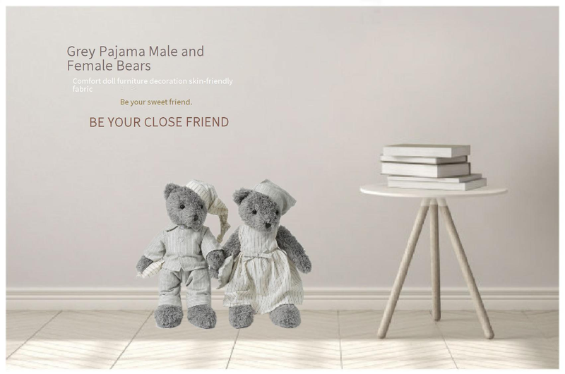 Stuffed Animals Soft Life Gray Pajamas Bear Plush Toy Children Sleeping Comfort Doll Hat Bear Doll Birthday Gift_voghion.com