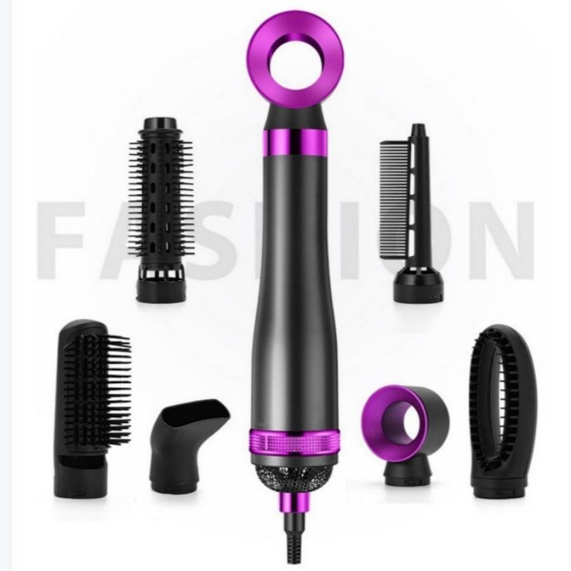 Asciugacapelli 6 in 1, pettine ad aria calda, arricciacapelli elettrico, pettine per capelli lisci, asciugacapelli a ioni negativi, spazzola in un solo passaggio._voghion.com