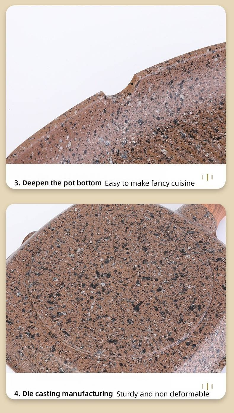 28cm Granite Nonstick Frying Pan - Cast Aluminum Skillet, Steak Griddle & Multipurpose Pan | Induction Compatible, All Cooktops_voghion.com