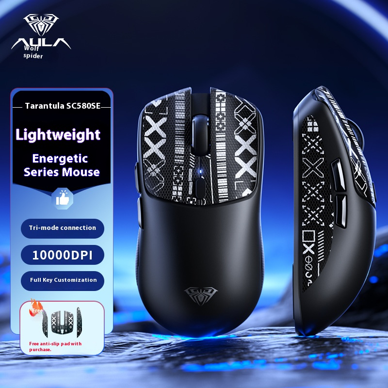 Wireless Gaming Mouse - Bluetooth/2.4G/Wired, 10000DPI, 6 Buttons, Ergonomic Design, RGB Lighting For PC (Black/White/Red/Purple)_voghion.com