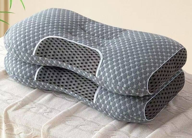 Coussin de soutien cervical réglable avec effet massant et rafraîchissant - Coussin lavable en coton tricoté pour adultes, maison, hôtel, voyage_voghion.com