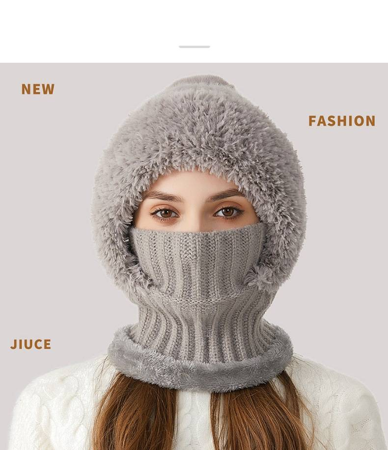 Women's Knitted Hat Scarf Mask Combo - Warm Winter Fleece Lined Beanie With Neck Warmer For Cold Weather_voghion.com