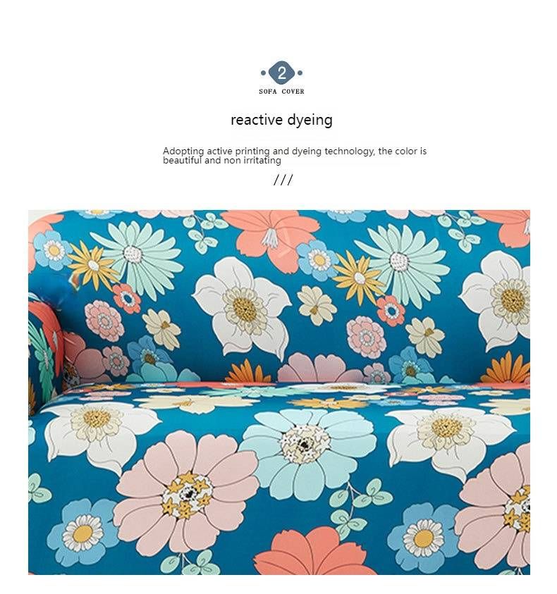 Housse de canapé élastique universelle antidérapante - Housse extensible pour canapés sectionnels, motifs floraux et unis, installation facile_voghion.com