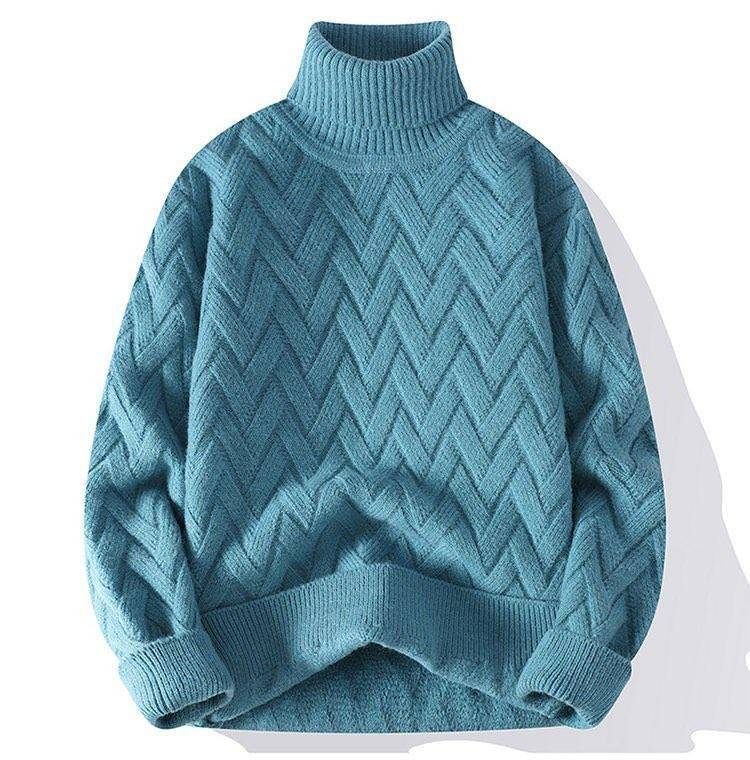 Pull oversize à col montant pour homme, idéal pour l'hiver - Pull doux et élégant pour un style décontracté et urbain (Bleu, Kaki, Rouge, Gris, Blanc, Noir)_voghion.com