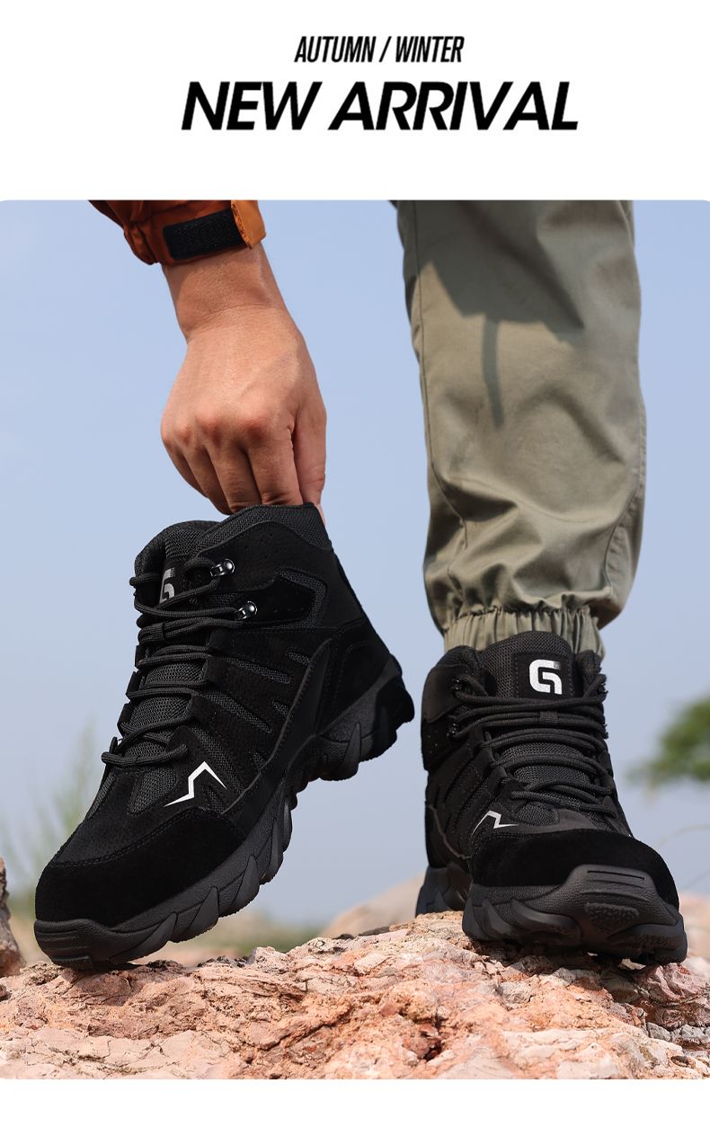 Buty robocze GUYISA z metalowym noskiem, odporne na rozbicie i przebicie, odporne na zużycie, wysokie, 5057BK 38-45_voghion.com