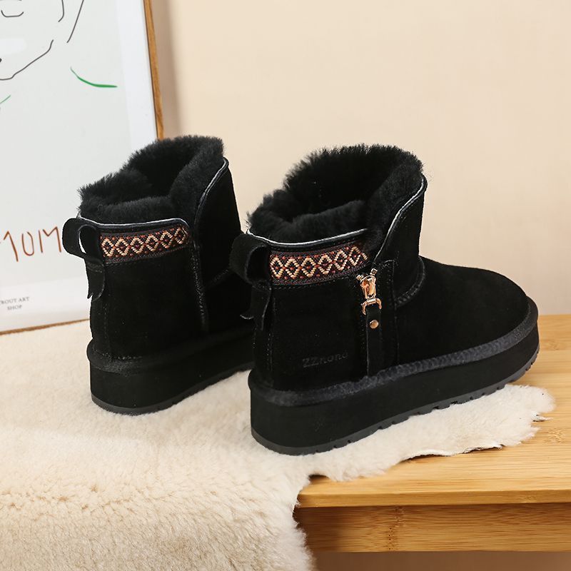 Women's Shoes Side-Zip Snow Boots – Shearling Lined Winter Shoes (Waterproof & Slip-Resistant)_voghion.com