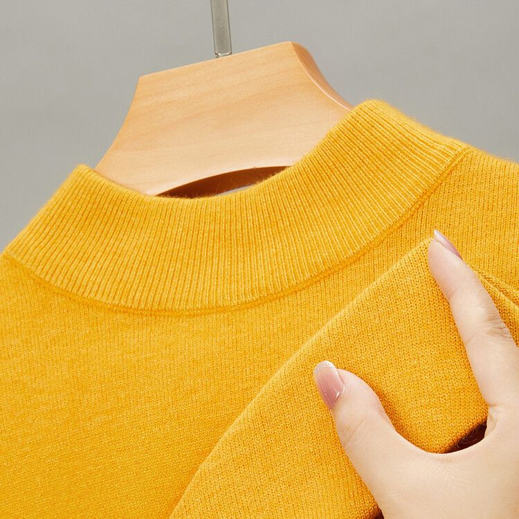 Herrenbekleidung Live-Übertragung Halbrollkragen Langarm-Strickpullover Herren Herbst und Winter Neues einfarbiges warmes Unterhemd Herren_voghion.com