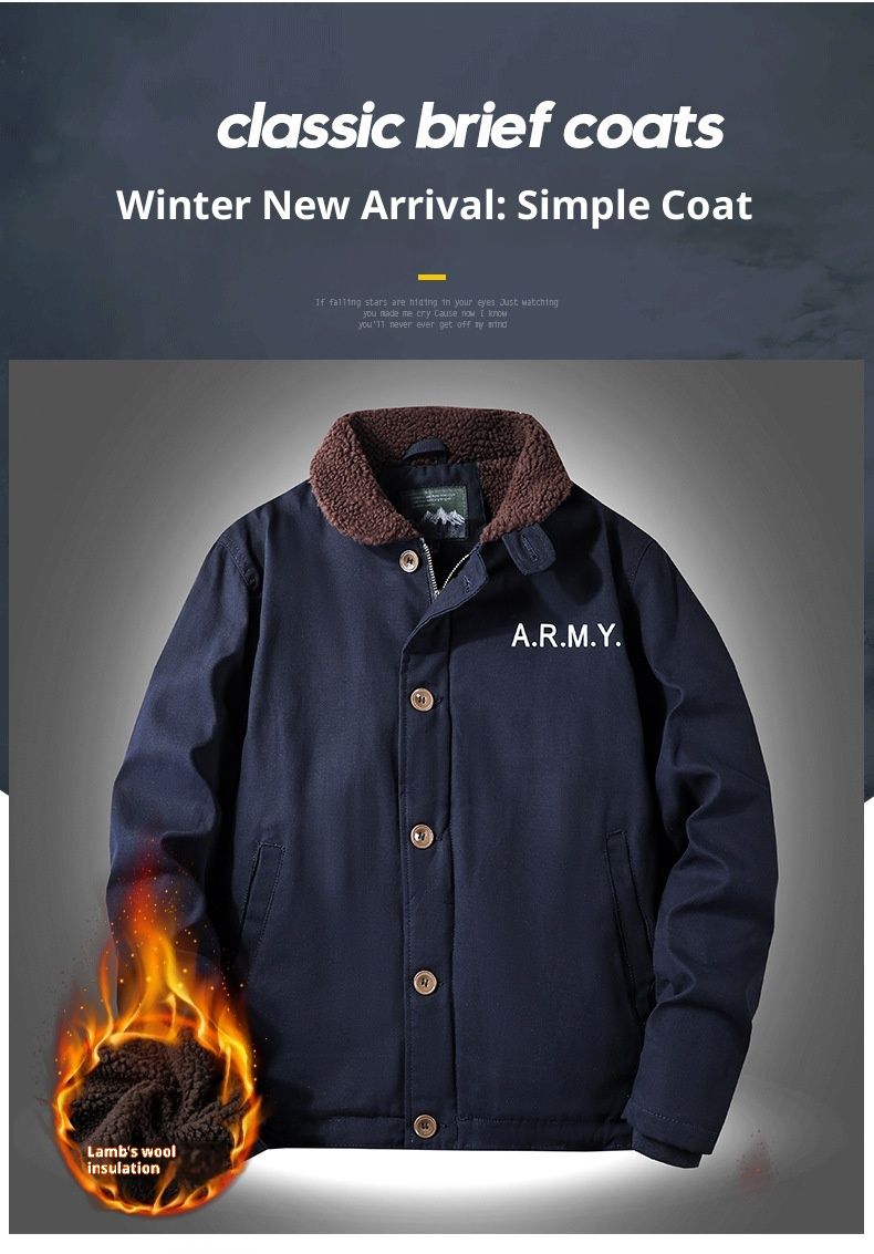 QFV507045555501<2 Middle-aged Men's Jacket Deck Padded Warm Military Workwear Winter Fleece Lined Thickened Casual Turn-down Collar Cotton_voghion.com