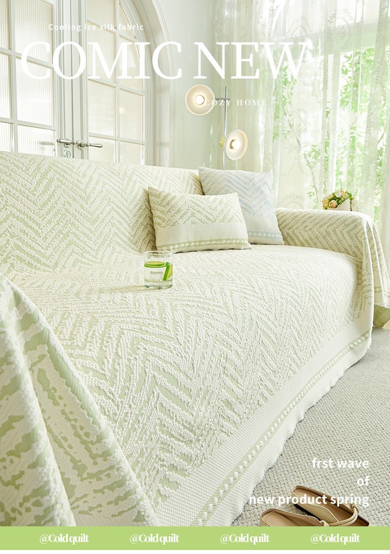 Small Fresh Ice Silk Sofa Towel 2025 Summer New Anti Slip Straight Sofa A Whole Sofa Cover Cloth_voghion.com