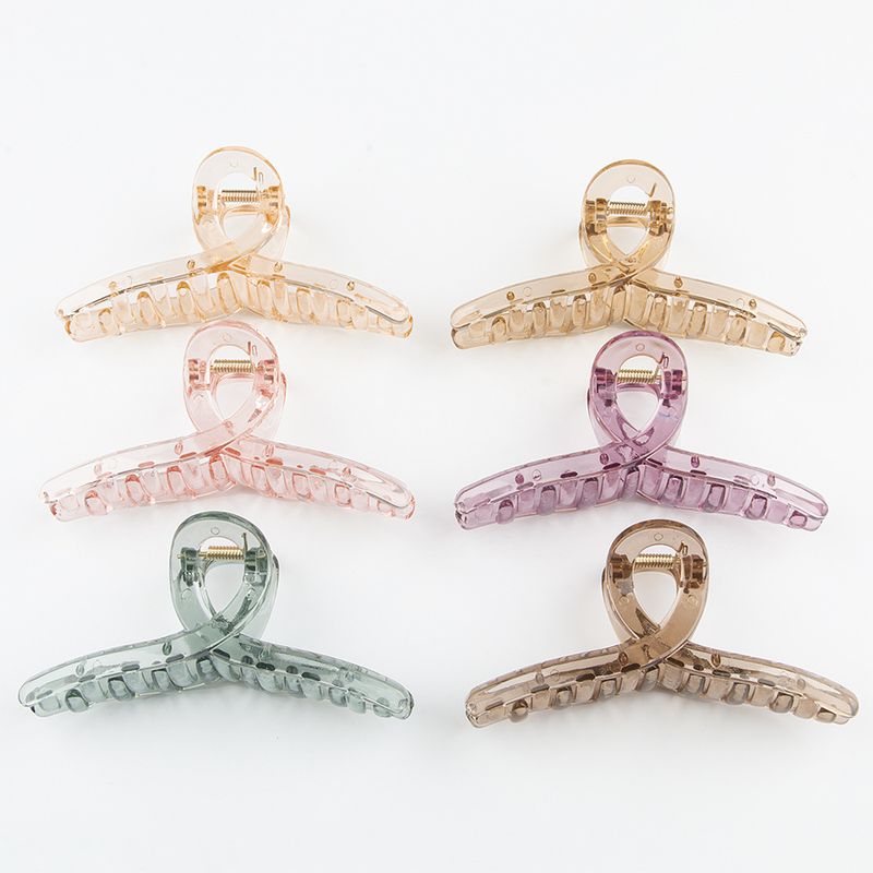 Forcina per capelli trasparente color gelatina, resistente alle cadute, con piastra fermaglio quadrata_voghion.com