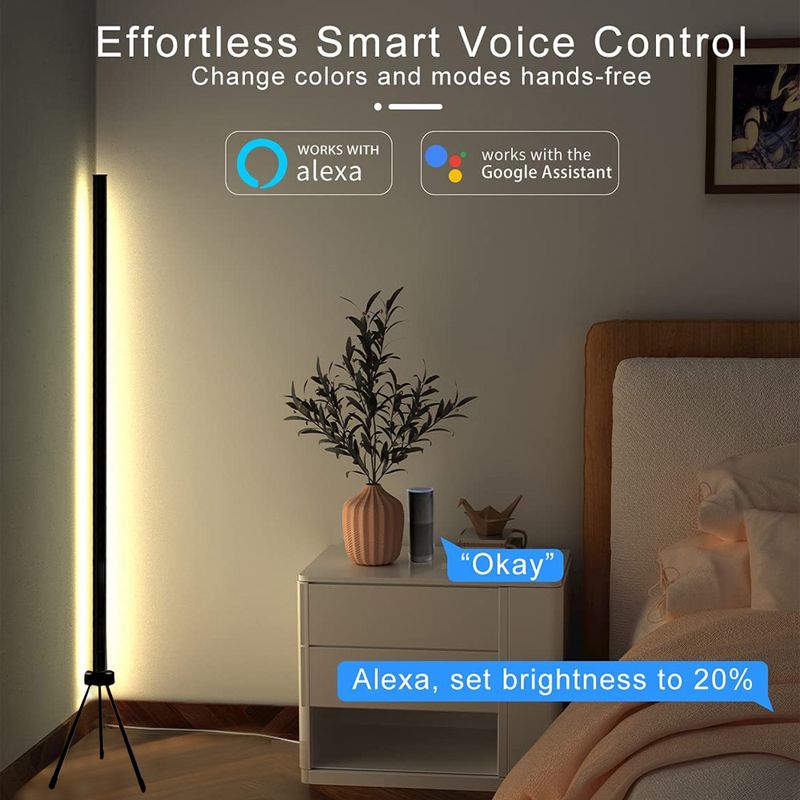 LED-Stehlampe Schlafzimmer Nachttisch Dekorative Lampe RGB Turn Corner Stehlampe WIFI Bluetooth Fernbedienung Innenatmosphäre Lampe_voghion.com