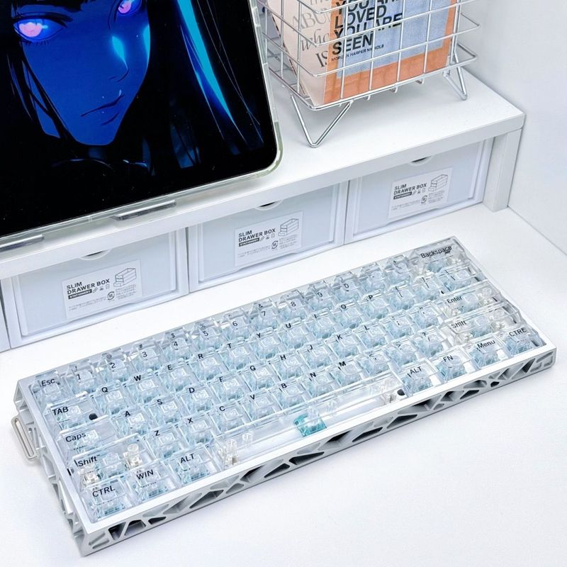 Shimmer Glacier White PC Transparent Keycaps Pad Printing Original Factory Kompatibel mit Wooting Meijia Shimaiko_voghion.com