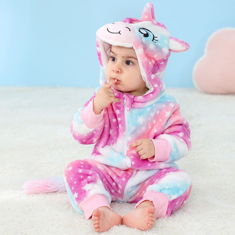 XUANMU Baby Cute Cartoon Flannel Baby Rompers Unicorn Pajamas Cotton Boy Girls Animal Costumes Baby Jumpsuit Outfits XF0030_voghion.com