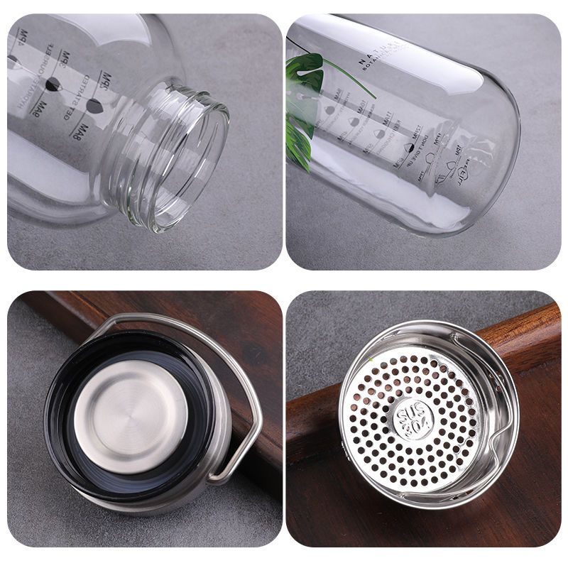 【 1670 Returning Customers 】 Large Capacity Leaf Shaped Glass With Personalized Trendy Scale, Filter Cup, High_voghion.com