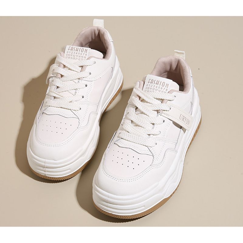 Leather Small White Women 2024 Autumn New Thick Sole Comfortable Simple Board Casual Matching Color Women's Shoes_voghion.com