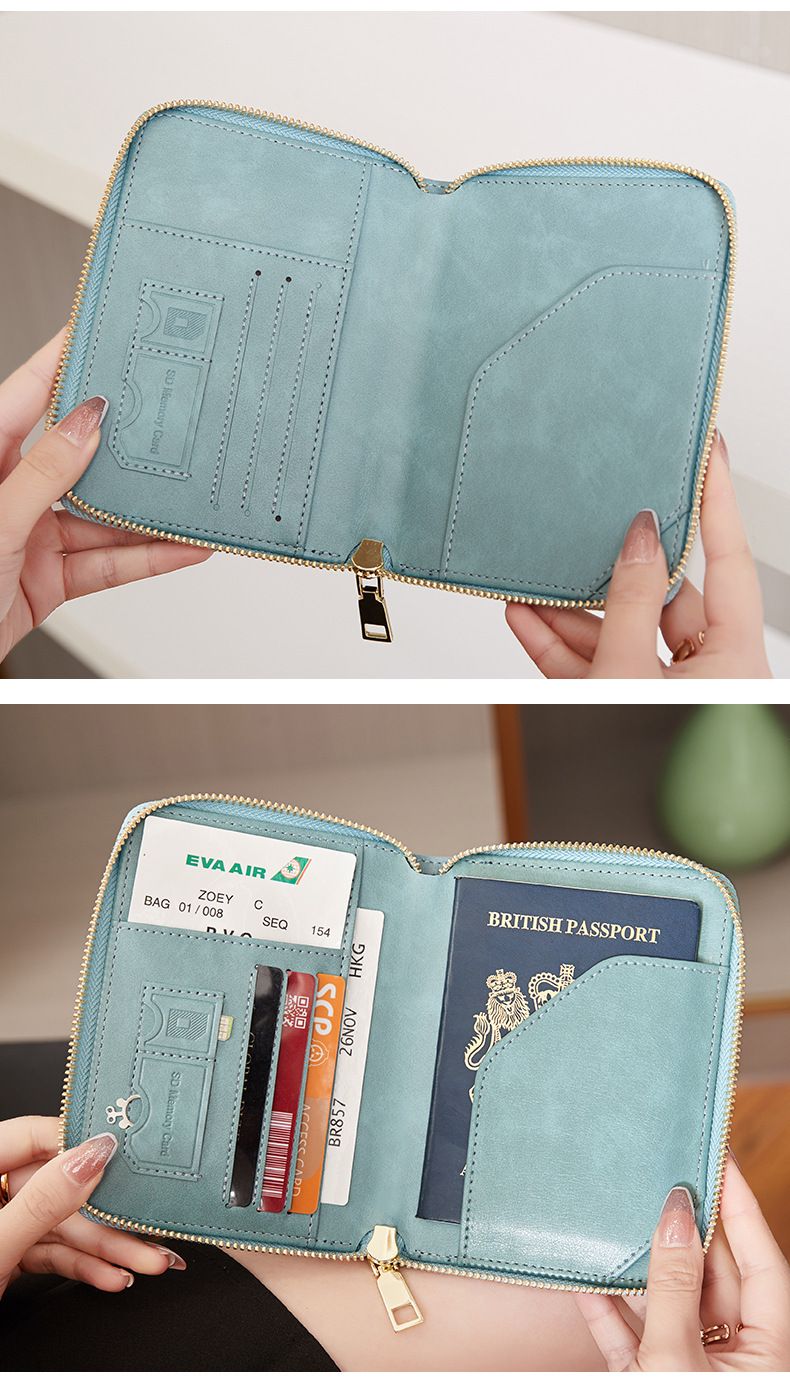 Portapassaporto da viaggio sottile con blocco RFID: organizer per documenti sicuro e impermeabile con chiusura a cerniera per carte, documenti d'identità e oggetti essenziali_voghion.com