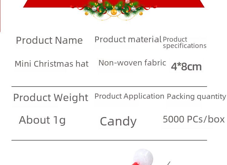 Juldekorationer klubba julhatt godis mini julhatt non-woven barn julklappar_voghion.com