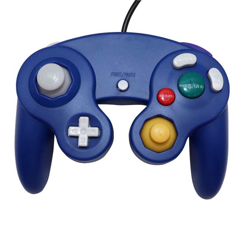 Game Single Three Point Blue Black White Silver GameCube Controller NGC Wired Console_voghion.com