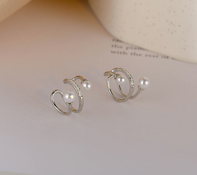 Sterling Sier VENUS Fashion Pearl Double Line Ear Bone Clip Orecchini da donna Nessun foro Orecchio Clip Gioielli Anelli Si_voghion.com