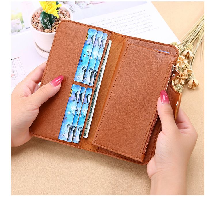 New Long Women's Wallet Buckle Change Bag Soft Card Position Mobile Phone Bag Hand Holding Cross-border Hot ** Hair_voghion.com
