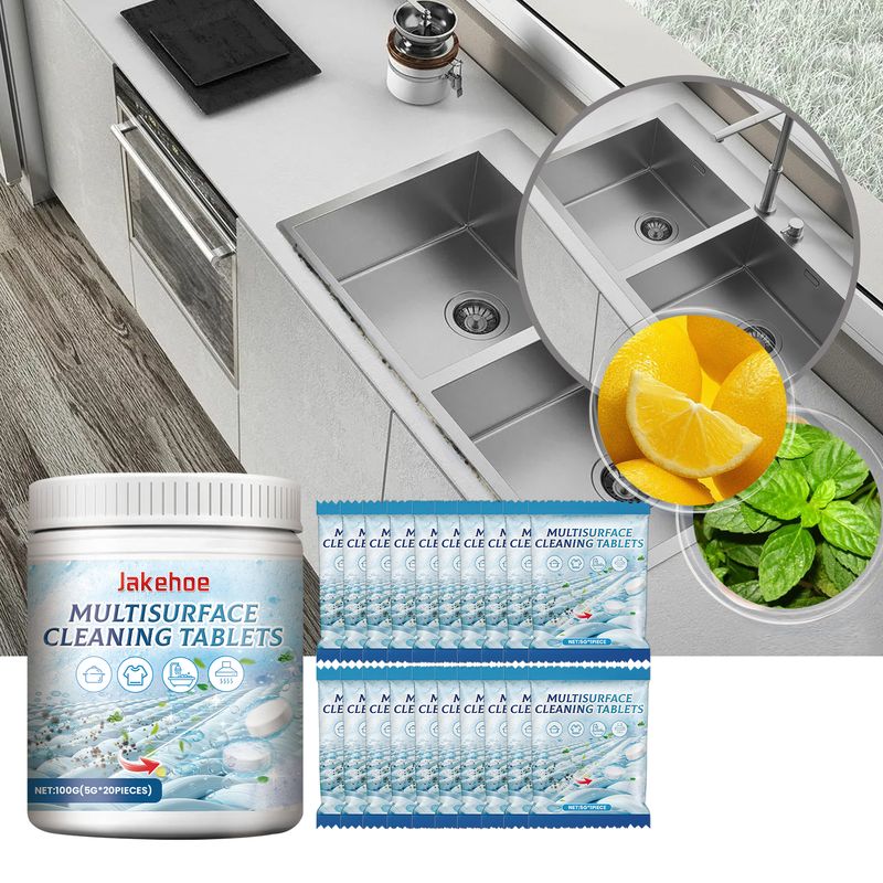 Jakehoe Multi-Surface Cleaning Effervescent Tablets, Cooktop Tile Bathroom Kitchen Mildew Stains Clean And Clean_voghion.com