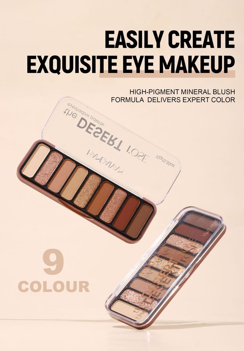 Palette di ombretti da 9 colori - Toni terra perlescenti e opachi, glitter ultra-fini, pigmento a lunga durata_voghion.com