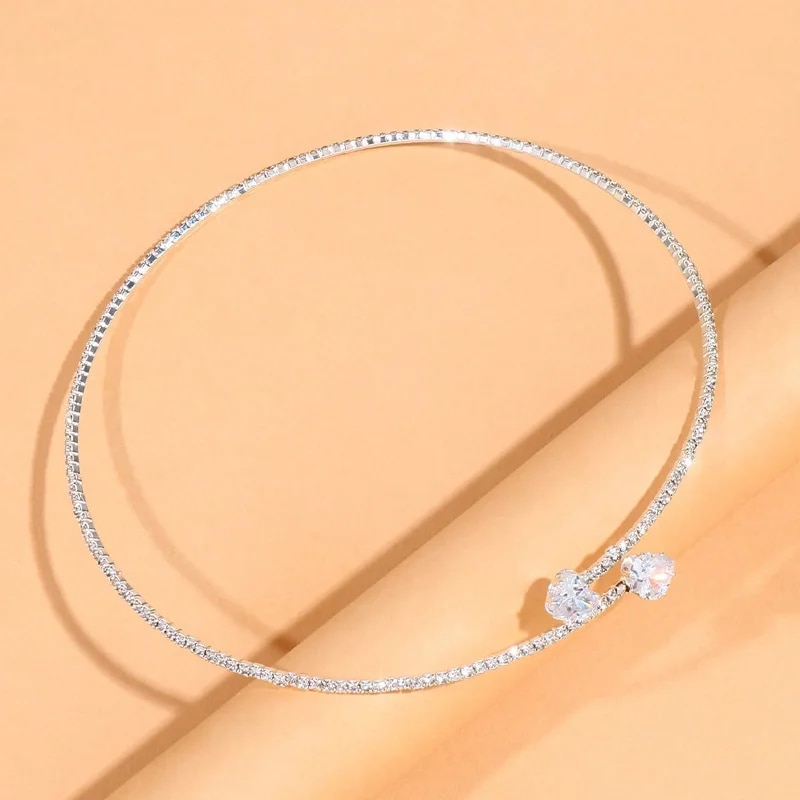Ready Stock Fashion Rhie Heart Choker for Women Simple Open Collar Necklace Torques Jewelry Accessories_voghion.com