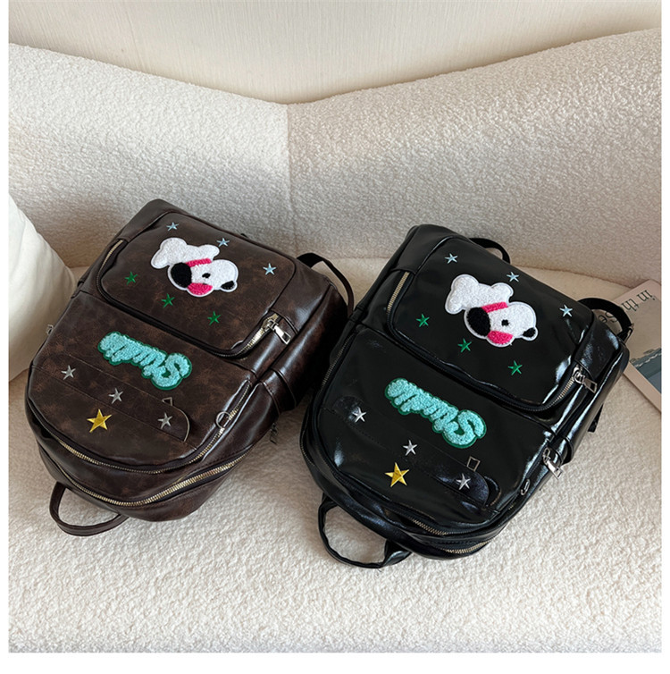 Neue Damentasche mit auffälligem Star American Retro-Rucksack, süßer Hund, nostalgische Schultasche, Schüler-Klassentasche_voghion.com