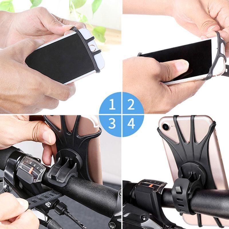 New Bicycle Phone Holder Bicycle Motorcycle Electric Vehicle Navigation Silicone Phone Strap Shockproof Elastic Silicone Holder_voghion.com