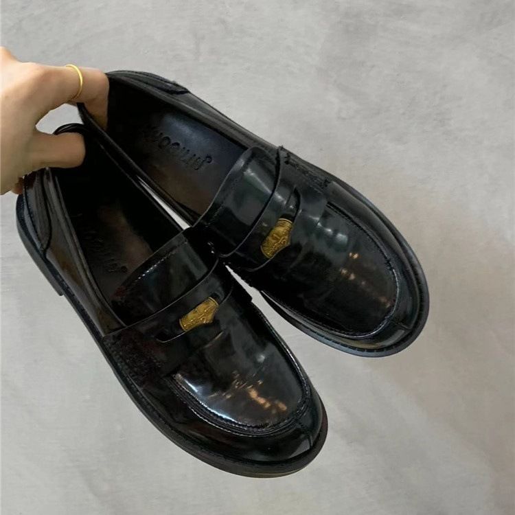 Mocassini in pelle con fodera in pile di alta qualità, stile britannico, autunno inverno, con piccole monete, slip-on_voghion.com