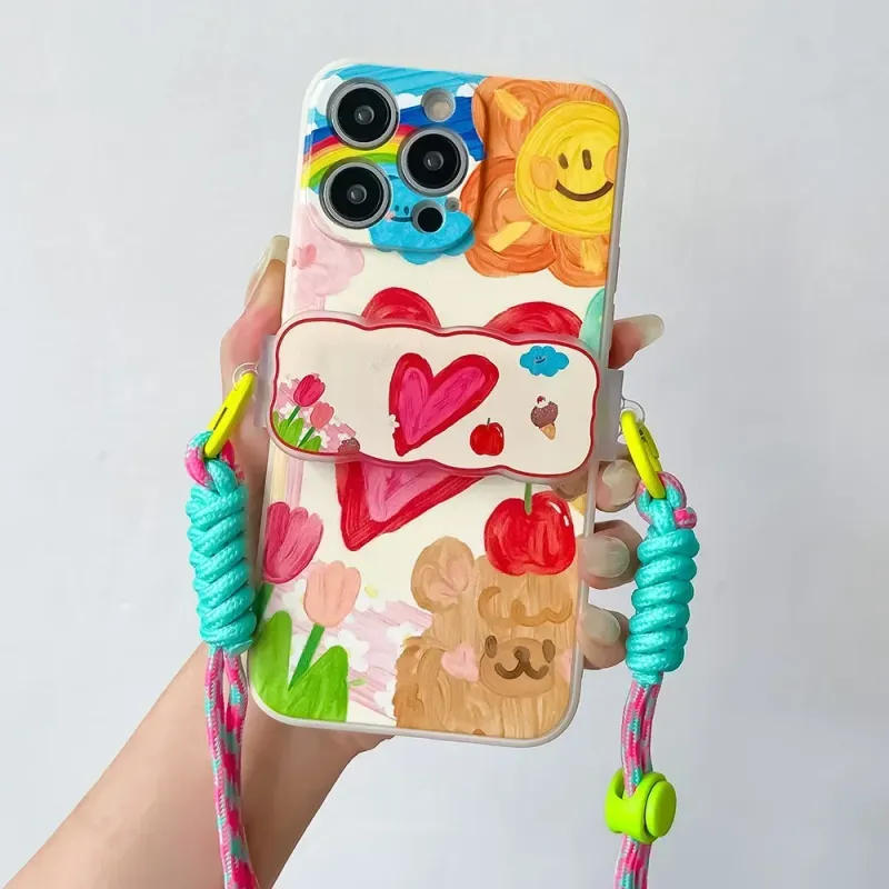 Voor Xiaomi 14T 15 Poco X6 F6 M6 C75 Pro Redmi 14C Note 14 ProPlus Telefoonband Draagtas CrossBody Ketting Achterkant Clip Liefde Hart Case_voghion.com